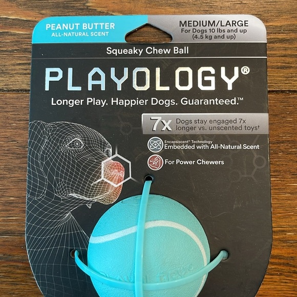 Playology Dog Toy | Beef Scented Bone / Peanut Butter Squeaky Ball / Medium - Picture 4 of 5